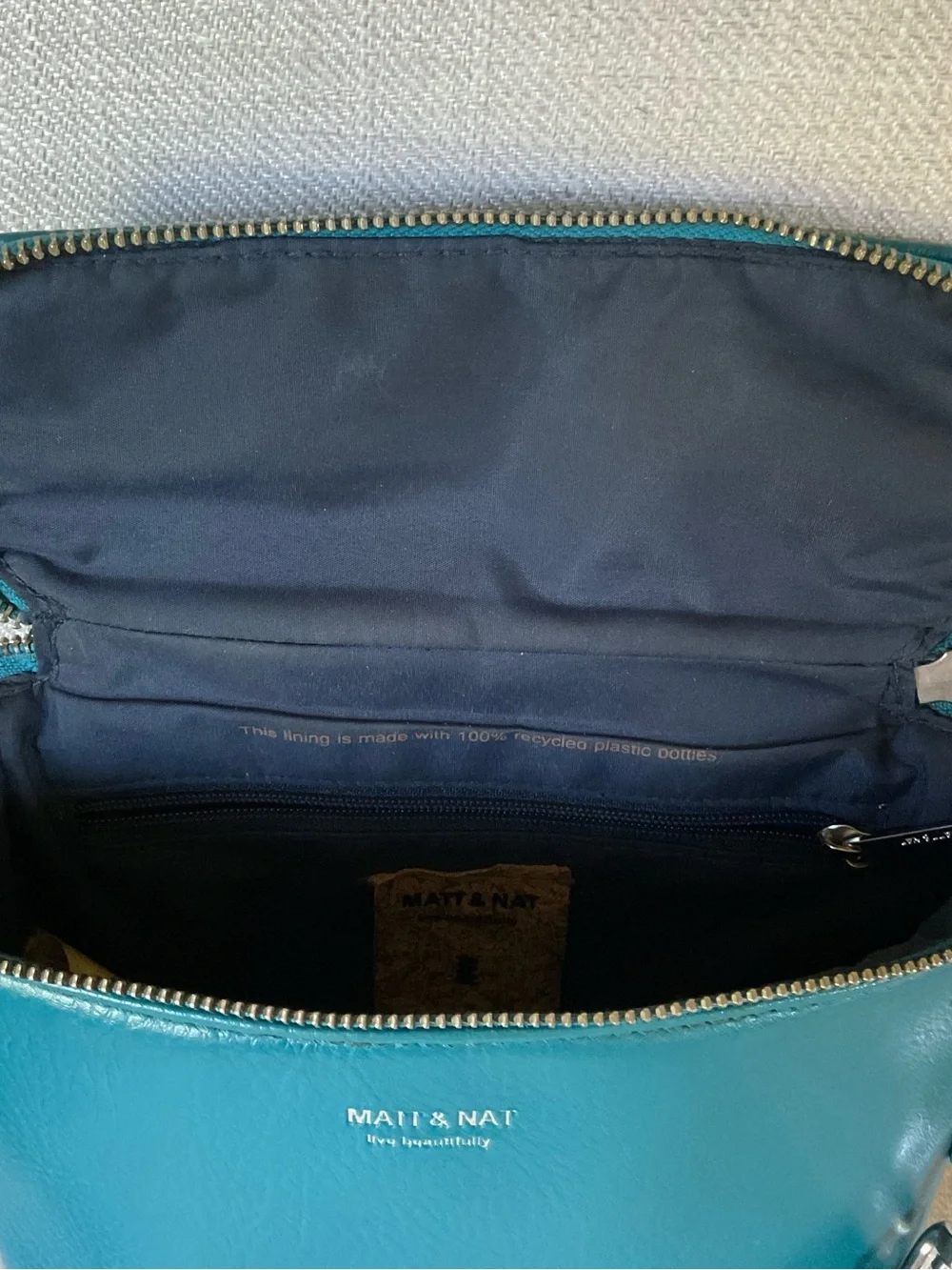 Matt & Nat Teal Vegan Leather Zip-Lid Bucket Crossbody Bag